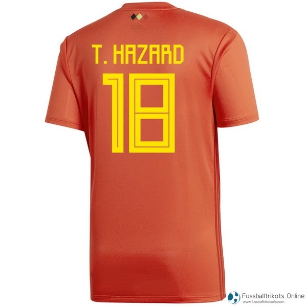 Belgica Trikot Heim T.Hazard 2018 Rote Fussballtrikots Günstig